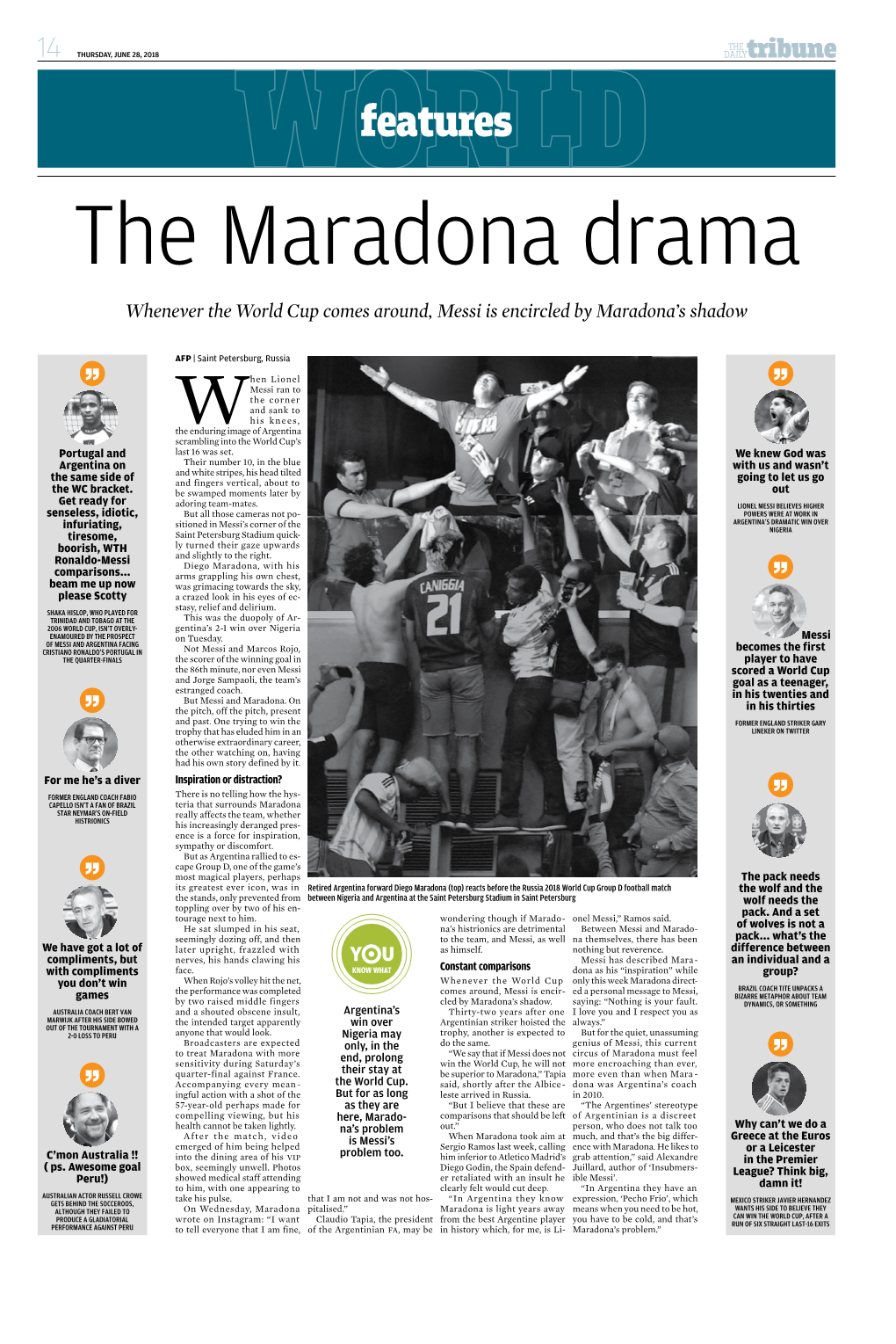 Features the Maradona Drama Whenever the World Cup Comes Around, Messi Is Encircled by Maradona’S Shadow