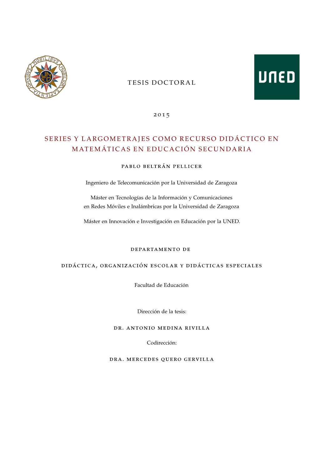 Series Y Largometrajes Como Recurso Didáctico En Matemáticas En