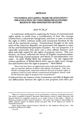 The Evolution of Unenumerated Economic Rights in the Nineteenth Century