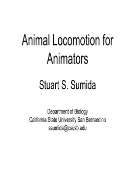 Animal Locomotion for Animators Stuart S