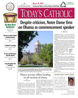 Despite Criticism, Notre Dame Firm on Obama As Commencement Speaker