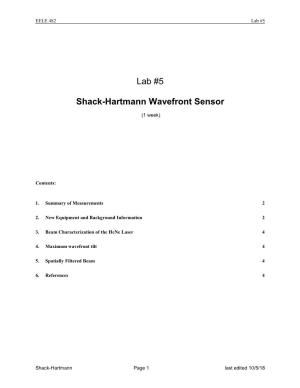 Lab #5 Shack-Hartmann Wavefront Sensor