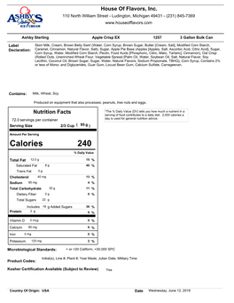 Calories a 72.0 Servings Per Container Day Is Used for General Nutrition Advice