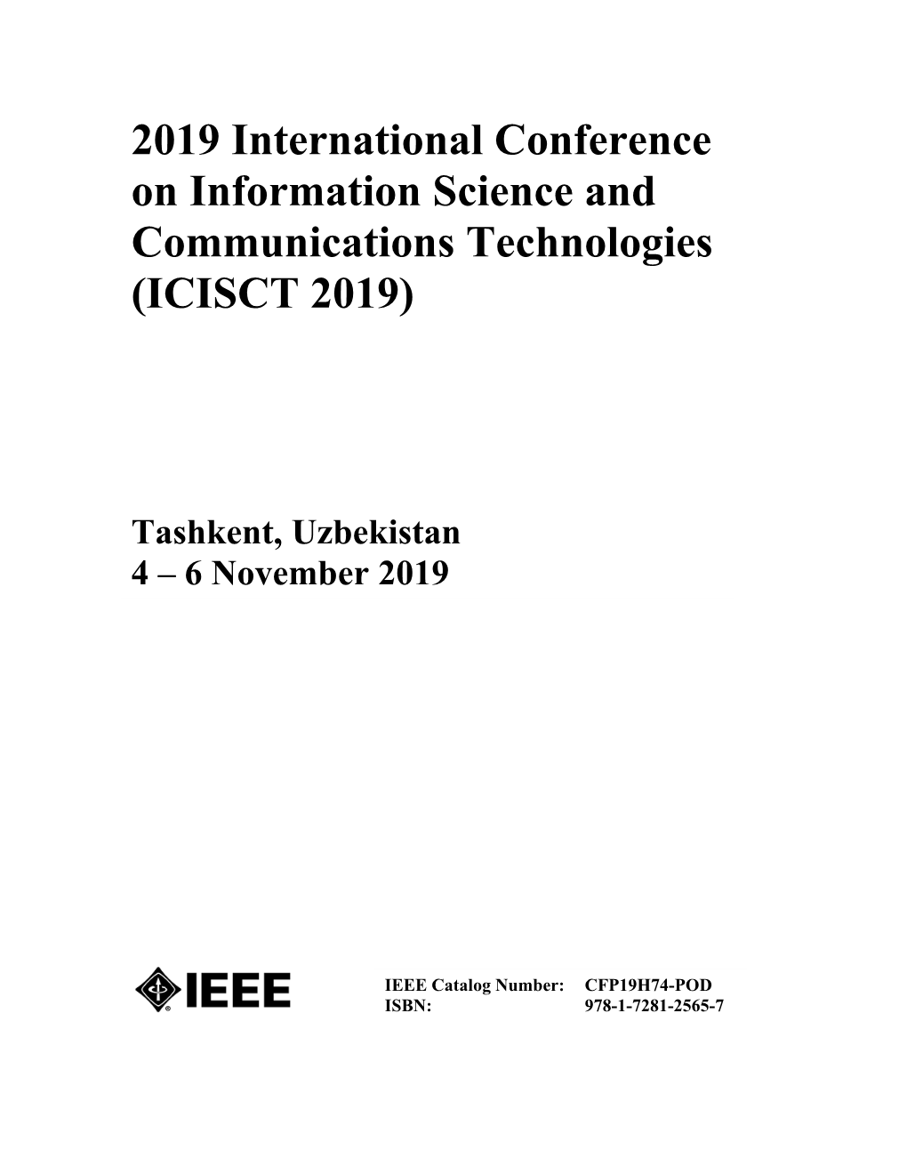 2019 International Conference on Information Science and Communications Technologies