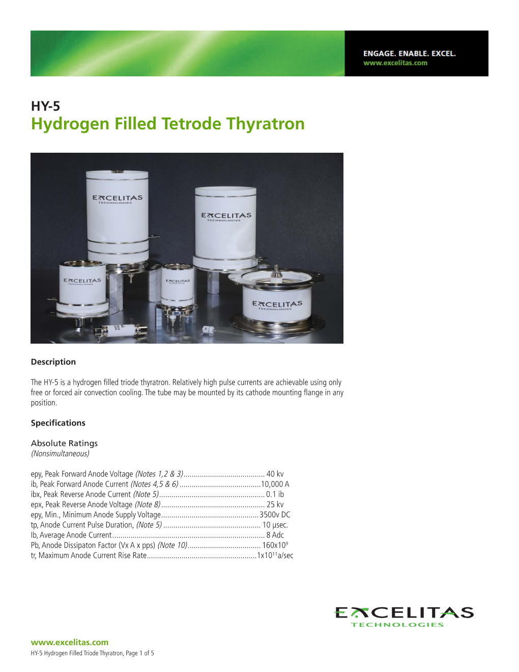 HY-5 Hydrogen Filled Tetrode Thyratron