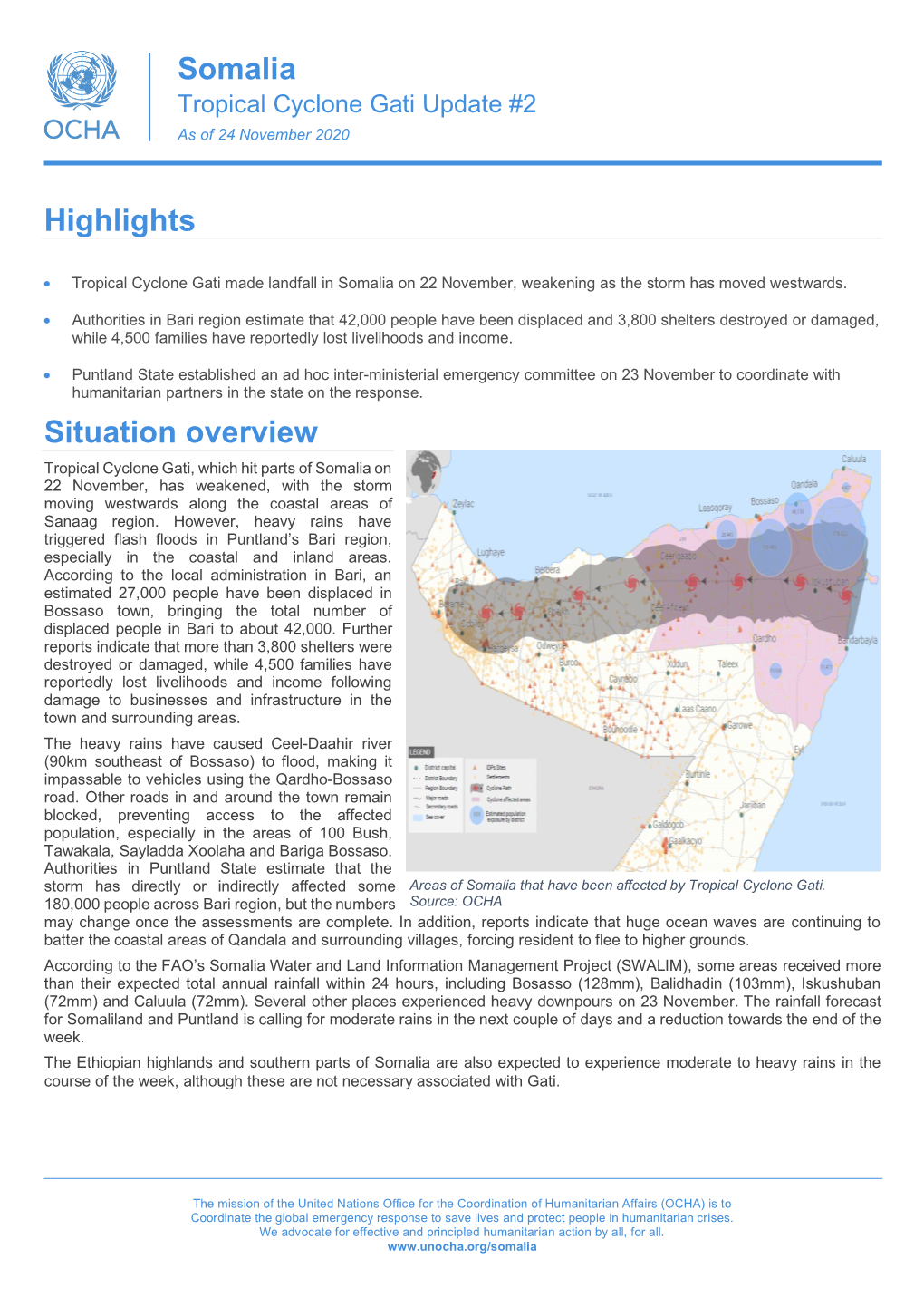 Somalia Tropical Cyclone Gati Update #2 As of 24 November 2020