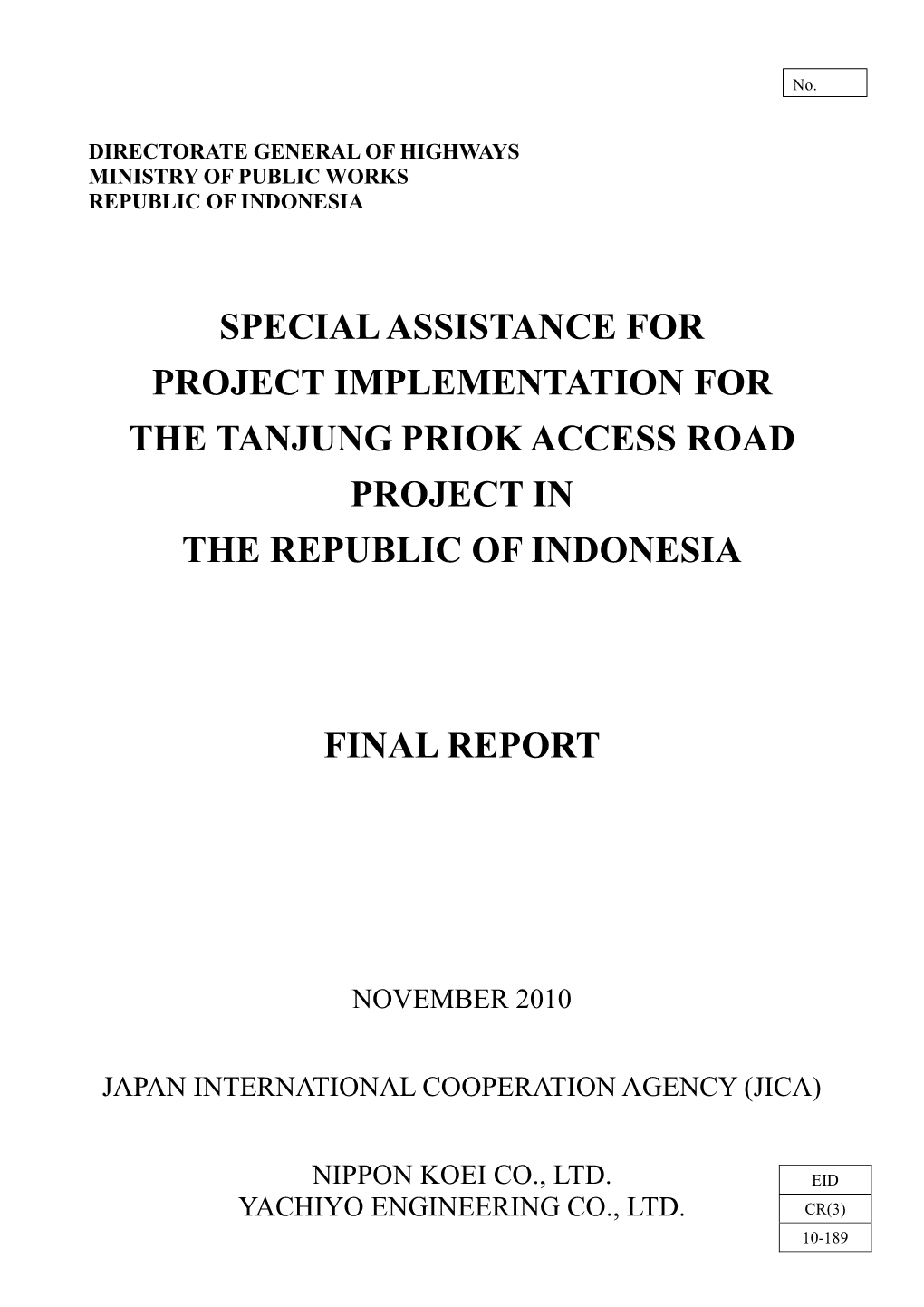 Special Assistance for Project Implementation for the Tanjung Priok Access Road Project in the Republic of Indonesia