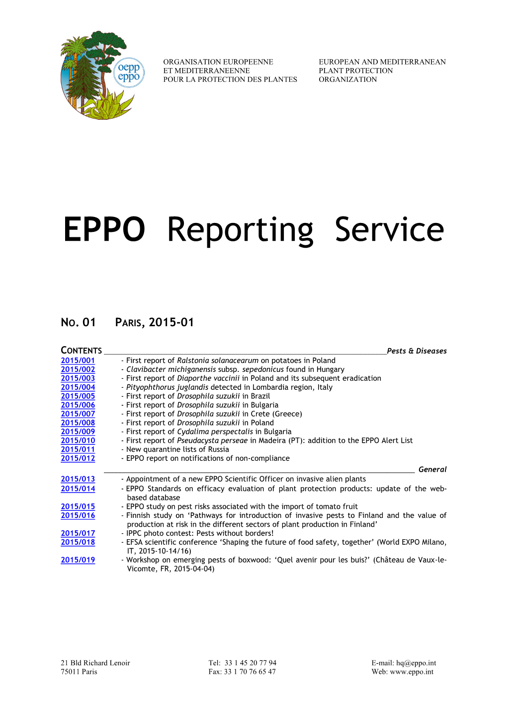 EPPO Reporting Service