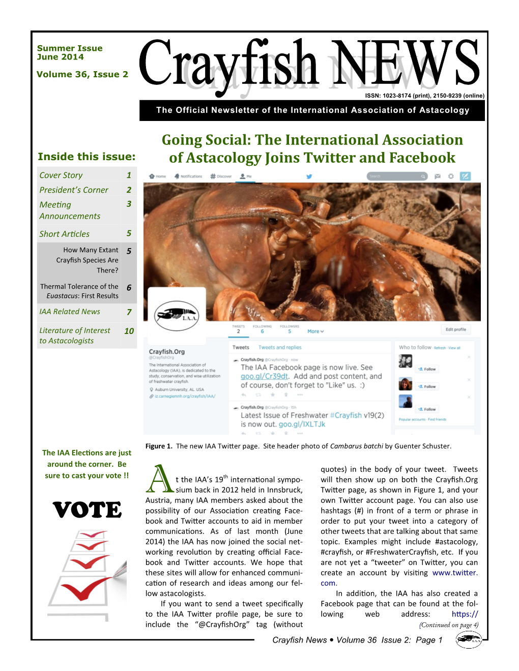 Crayfish News  Volume 36 Issue 2: Page 1