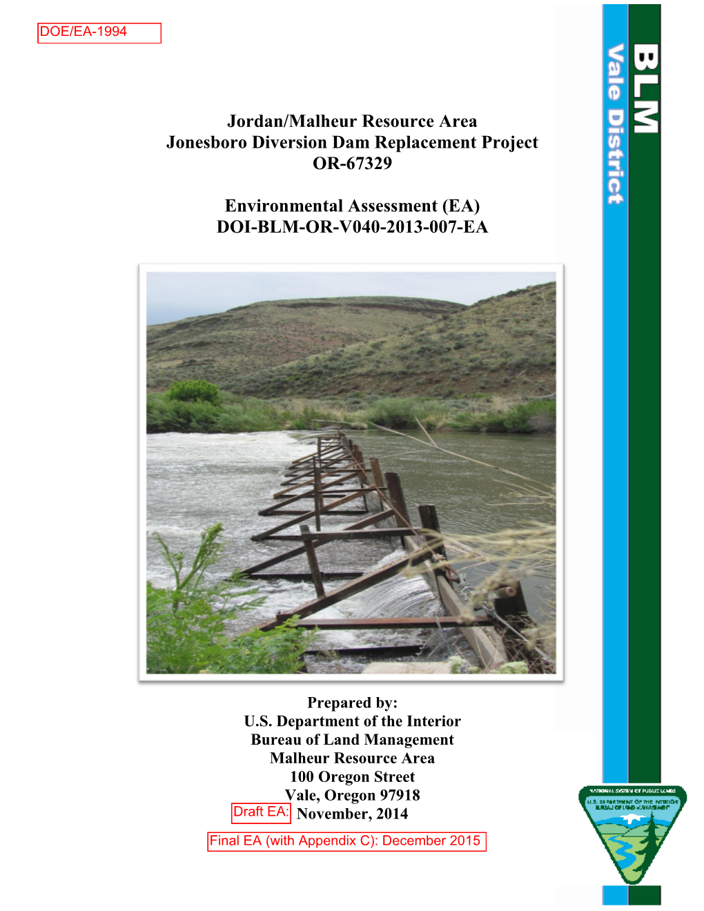 Jonesboro Diversion Dam Replacement Project OR-67329