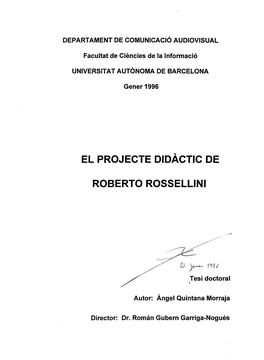 El Projecte Didactic De Roberto Rossellini