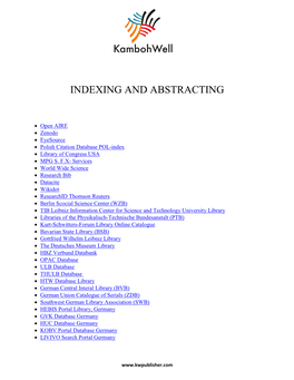 Indexing and Abstracting