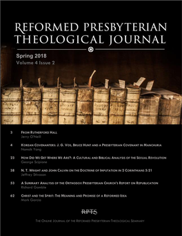 The Reformed Presbyterian Theological Journal