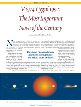V1974 Cygni 1992: the Most Important Nova of the Century by Sumner Starrﬁeld and Steven N