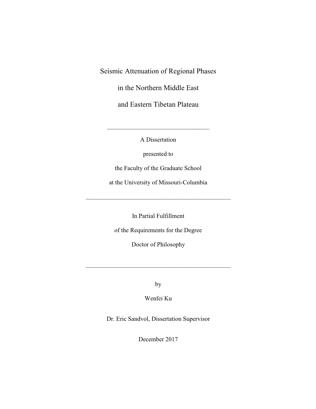 Seismic Attenuation of Regional Phases in the Northern Middle East