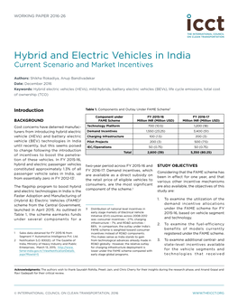 Hybrid and Electric Vehicles in India Current Scenario and Market Incentives