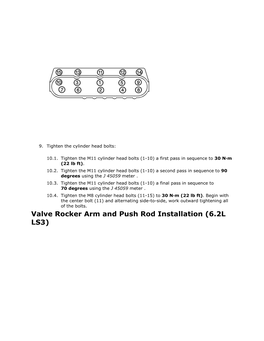 Valve Rocker Arm and Push Rod Installation (6.2L LS3)