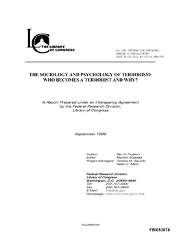 The Sociology and Psychology of Terrorism Who Becomes Terrorist and Why