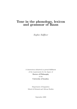 Tone in the Phonology, Lexicon and Grammar of Ikaan