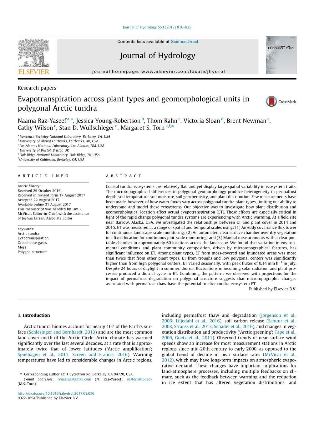 Evapotranspiration Across Plant Types and Geomorphological Units In