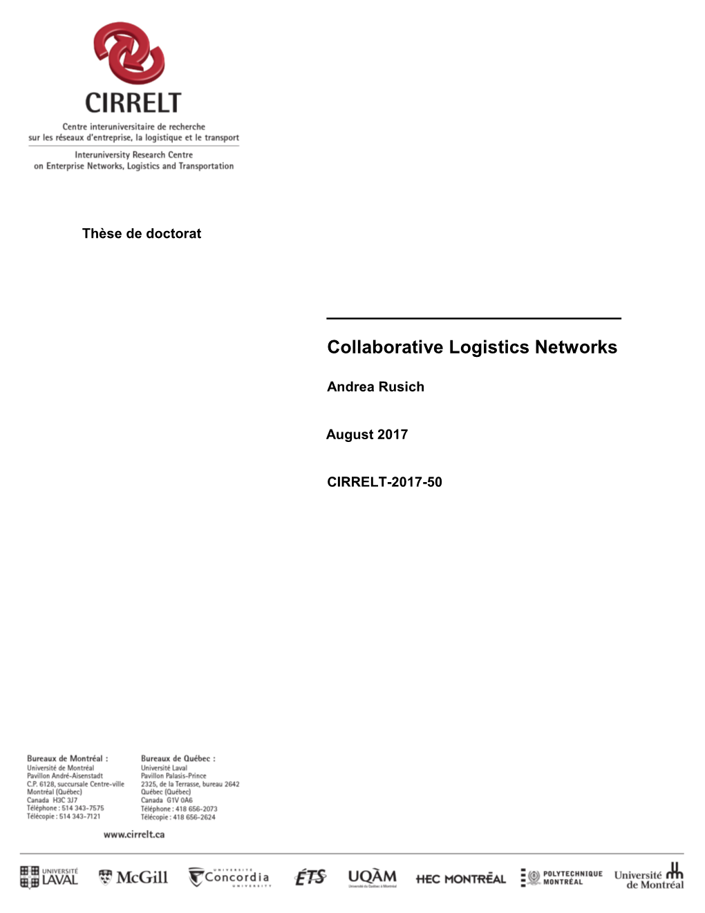 Collaborative Logistics Networks