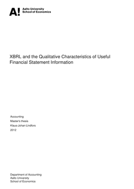 XBRL and the Qualitative Characteristics of Useful Financial Statement Information