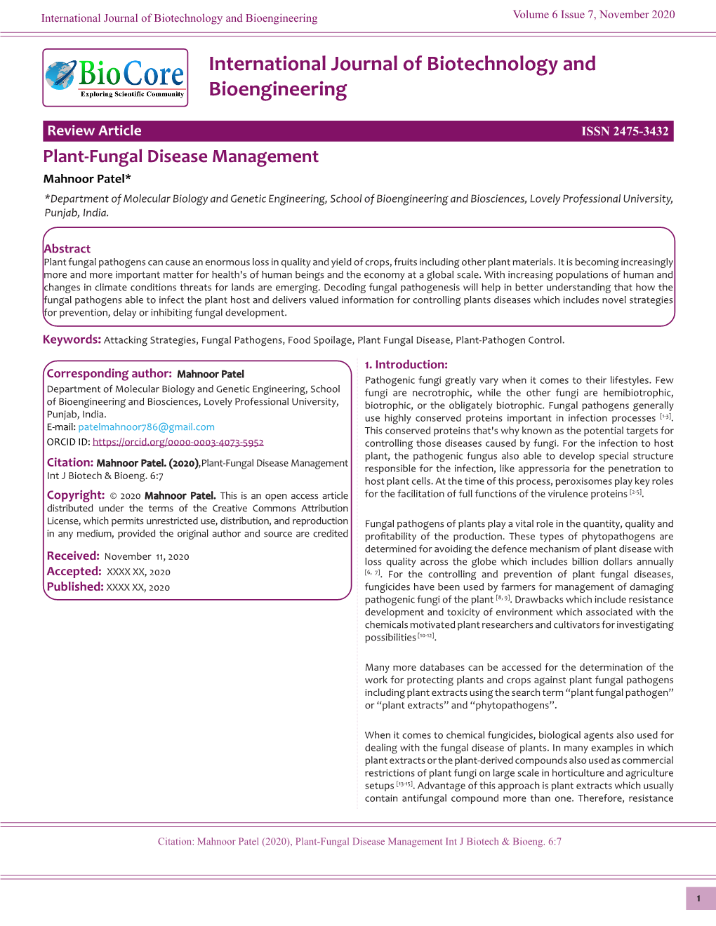 Plant-Fungal Disease Management