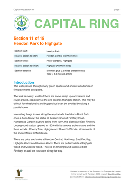 Hendon Park to Highgate