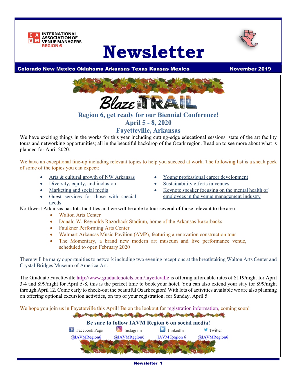 Newsletter Colorado New Mexico Oklahoma Arkansas Texas Kansas Mexico November 2019