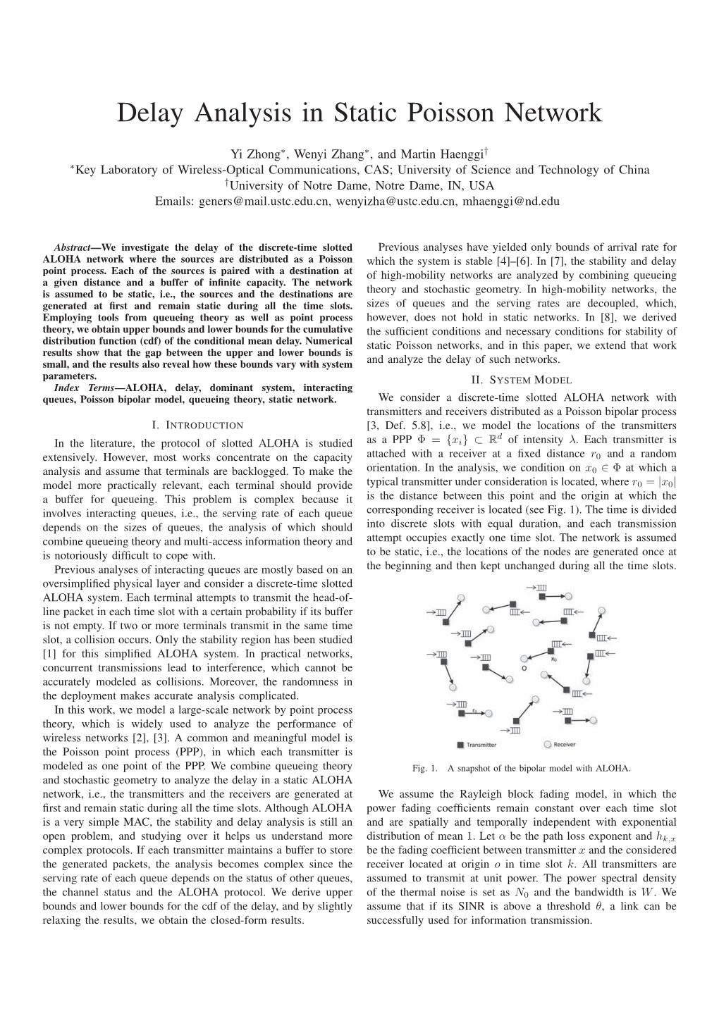 Delay Analysis in Static Poisson Network