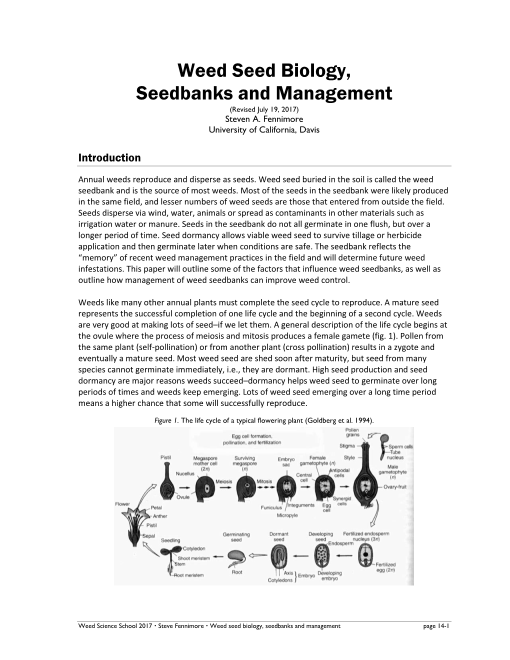 Weed Seed Biology, Seedbanks and Management (Revised July 19, 2017) Steven A