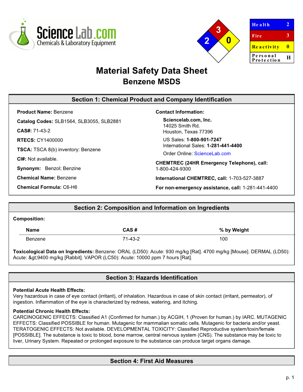 3 2 0 Material Safety Data Sheet