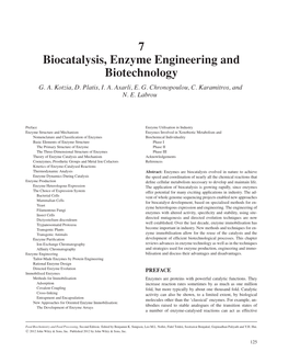 Biocatalysis, Enzyme Engineering and Biotechnology G