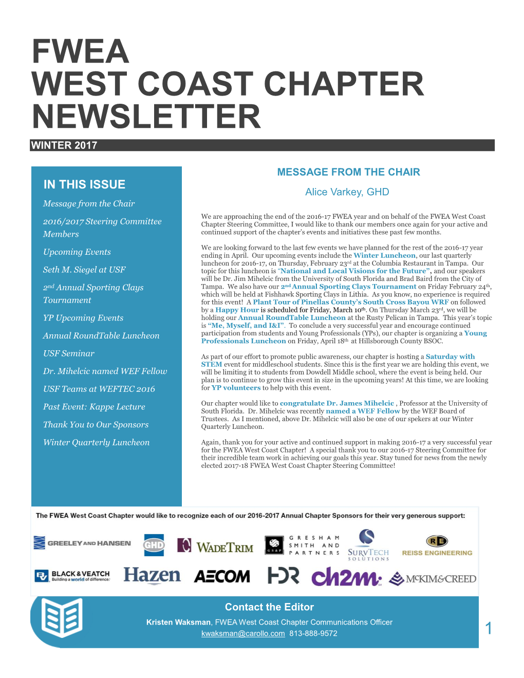 Fwea West Coast Chapter Newsletter Winter 2017