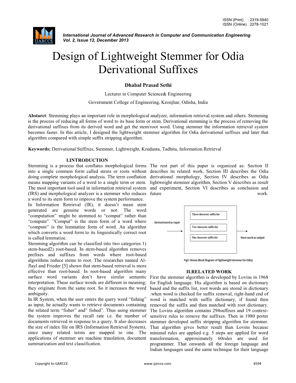 Design of Lightweight Stemmer for Odia Derivational Suffixes