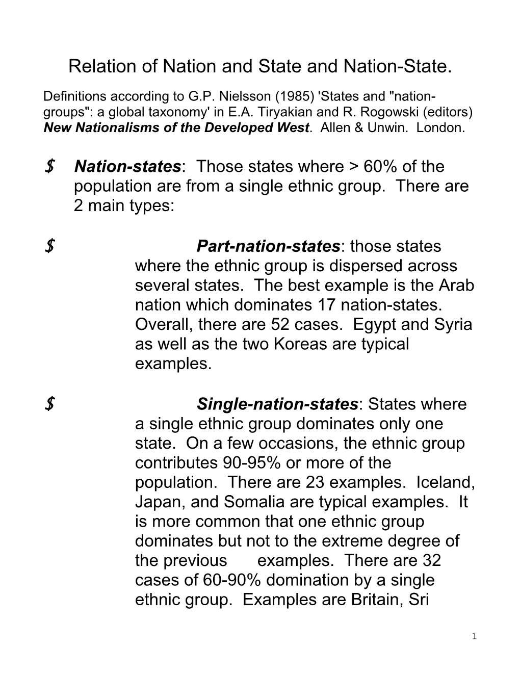 Relation of Nation and State and Nation-State