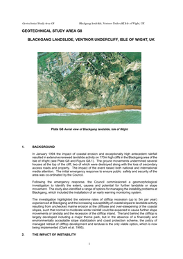Geotechnical Study Area G8 Blackgang Landslide, Ventnor Undercliff, Isle of Wight, UK