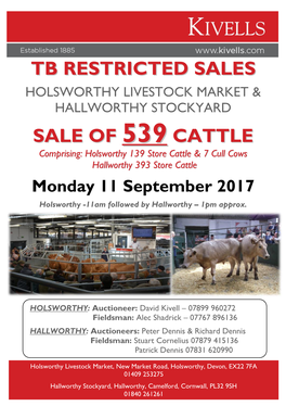 Tb Restricted Sales Sale of 539 Cattle