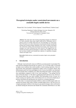 Perceptual Strategies Under Constrained Movements on a Zoomable Haptic Mobile Device