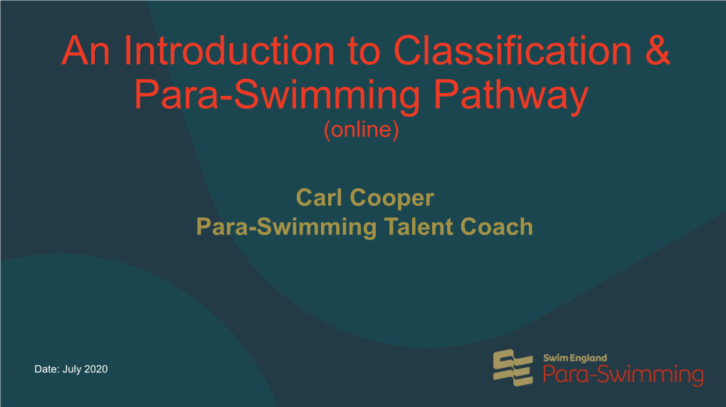 An Introduction to Classification & Para-Swimming Pathway