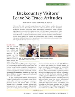 Backcountry Visitors' Leave No Trace Attitudes