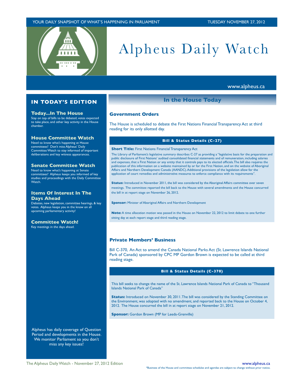 Alpheus Daily Watch