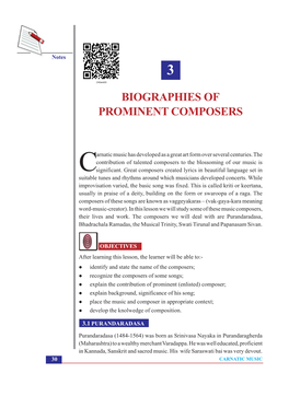 Biographies of Prominent Composers