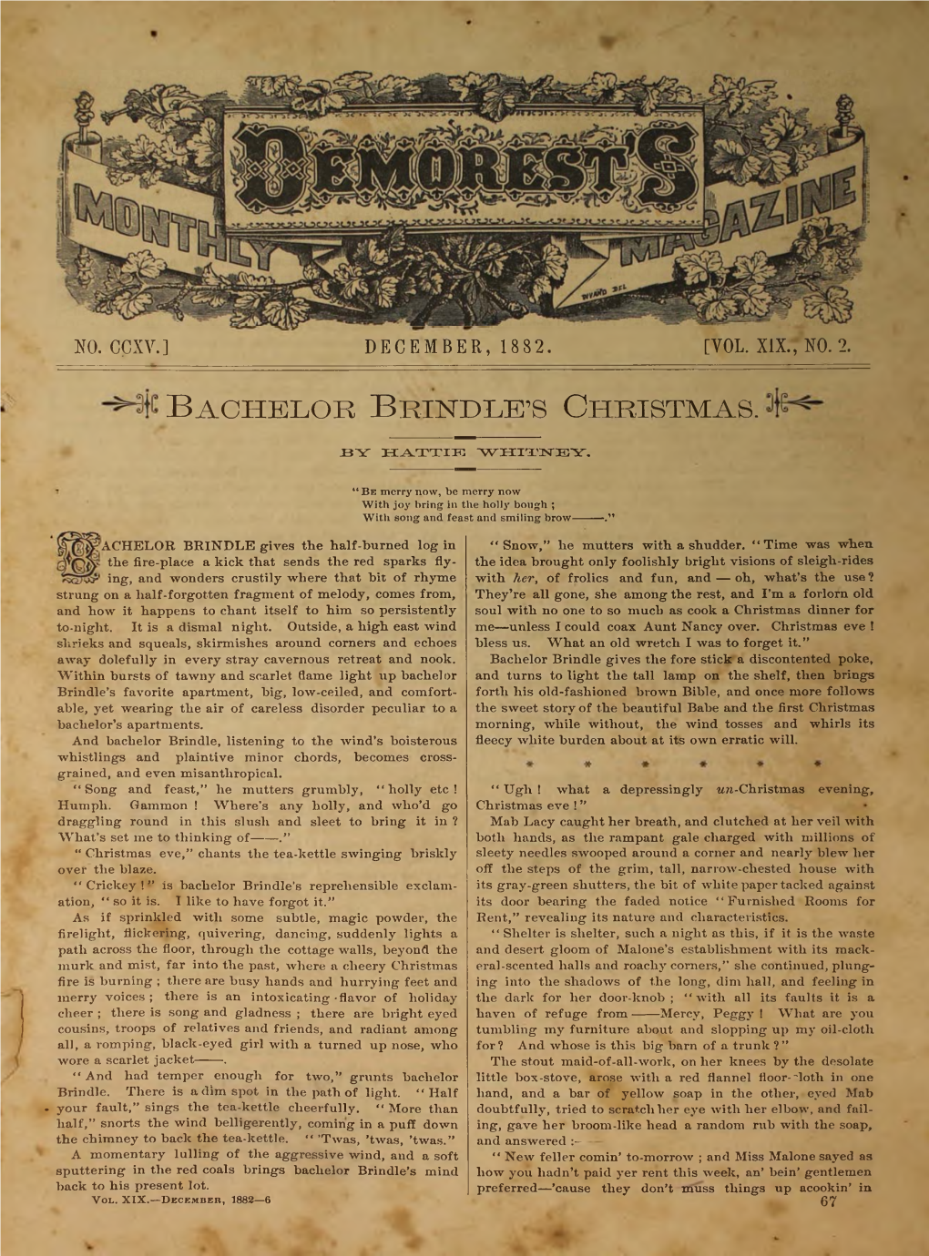 Demorest's Family Magazine. December 1882. Vol. 19, No. 2