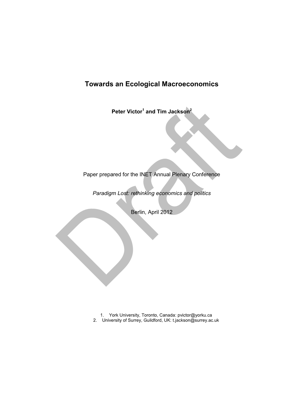 Towards an Ecological Macroeconomics