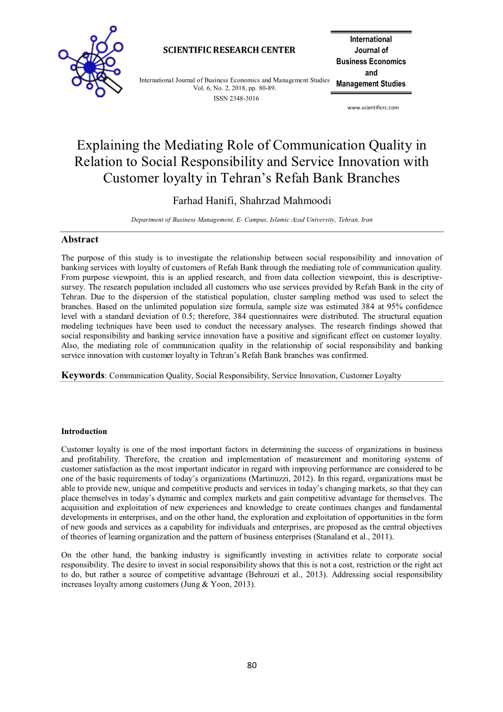 Explaining the Mediating Role of Communication Quality in Relation