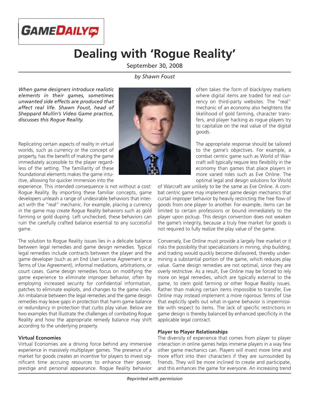 Rogue Reality’ September 30, 2008 by Shawn Foust