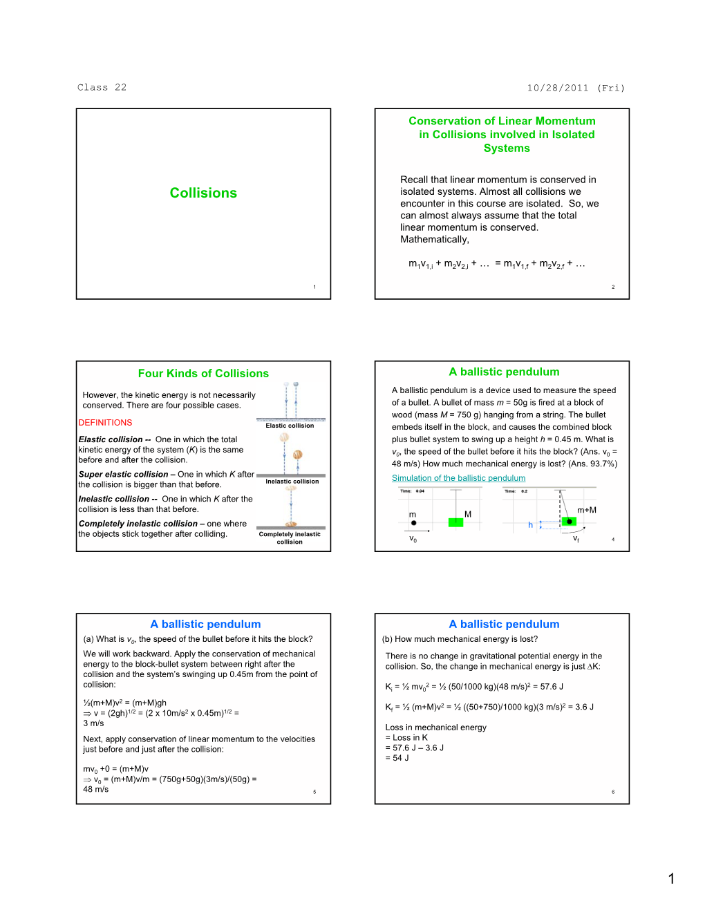 Collisions Involved in Isolated Systems