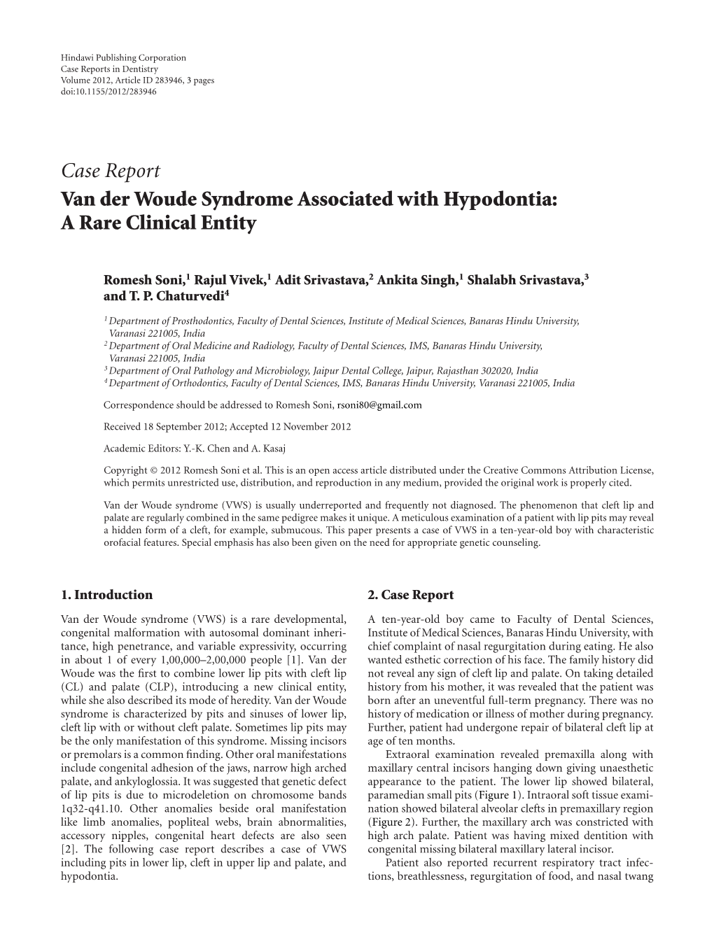 Van Der Woude Syndrome Associated with Hypodontia: a Rare Clinical Entity