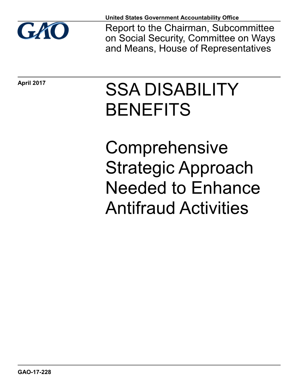 Gao-17-228, Ssa Disability Benefits